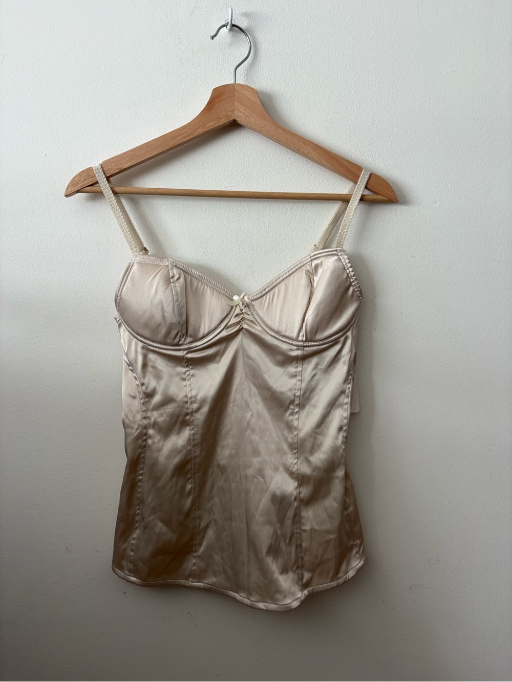 Cream Satin Underwire Cami with Adjustable Straps